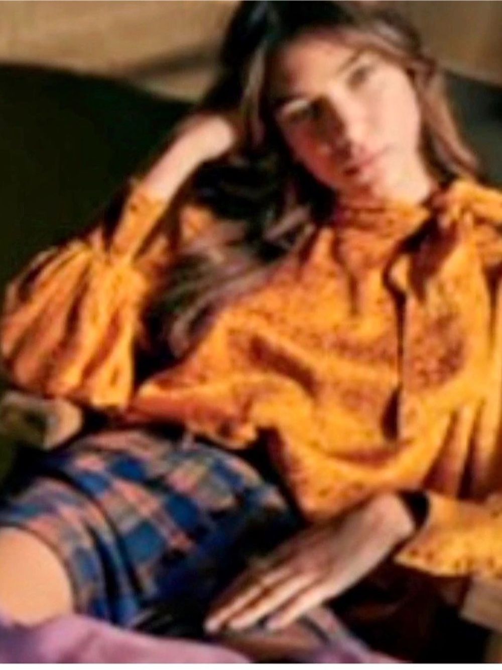 Sézane Lives Shirt 100 % Silk Jacquard Blouse Orange Size 36 or US 4.